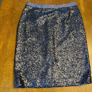 Pure Collection Womens Silver Sequin Straight Pencil Knee Length Skirt Small 4